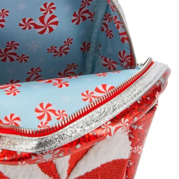 NWT Loungefly Disney Parks 2025 Christmas Peppermint Swirl Mini Backpack - Picture 3 of 5
